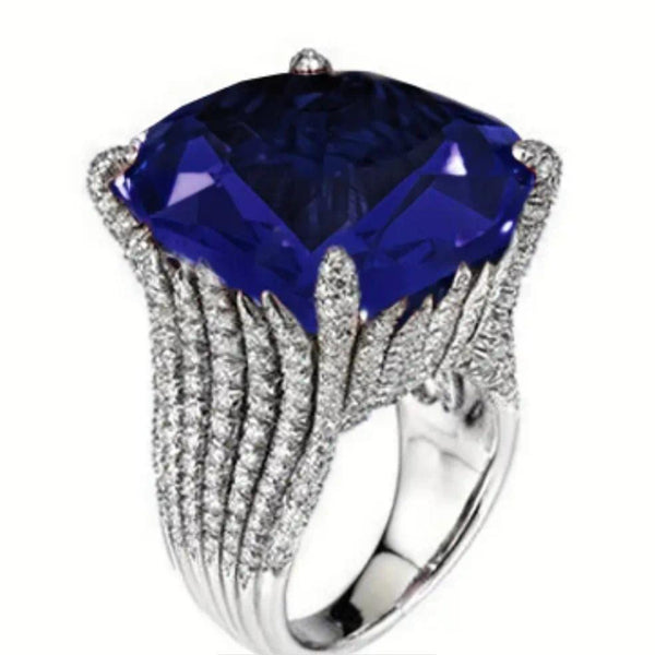 Luxurious Women's Cocktail Ring with Sparkling Cubic Zirconia - Perfect for Parties, Banquets & Dates, Exaggerated, No Card Paper